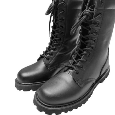 Bottes d'entraînement à semelle moyenne en cuir véritable robuste, de couleur personnalisée pour les conditions difficiles