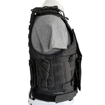 Veste noire réglable de sécurité avec système Molle en tissu de polyester