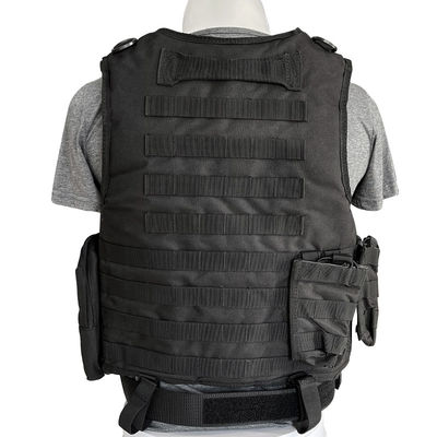Veste noire réglable de sécurité avec système Molle en tissu de polyester