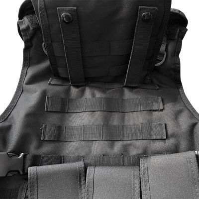 Veste noire réglable de sécurité avec système Molle en tissu de polyester