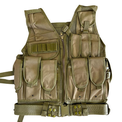gilet de protection multi-fonctionnel Khaki/Tan avec plusieurs poches et revêtement de maille 1,6 kg