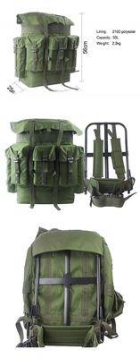 Sac à dos de voyage en tissu vert oxford de 50 litres avec cadre métallique et 600*900D