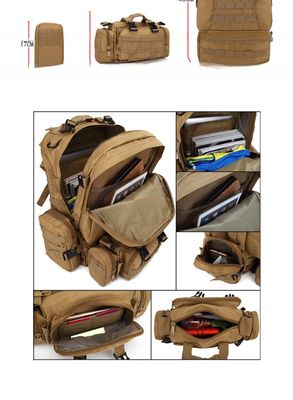 Sac à dos imperméable en tissu oxford 55L 600D avec petits accessoires amovibles
