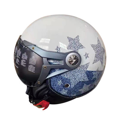 Casque ABS blanc pour moto avec ou sans LED