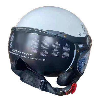 Casque ABS blanc pour moto avec ou sans LED
