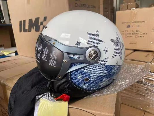 Casque ABS blanc pour moto avec ou sans LED