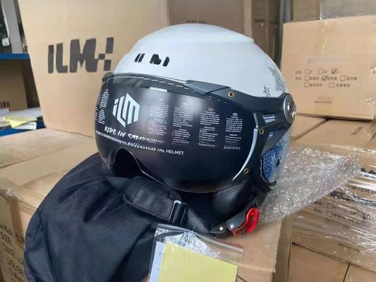 Casque ABS blanc pour moto avec ou sans LED