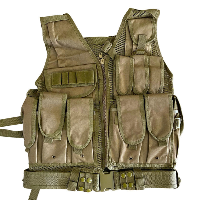 gilet de protection multi-fonctionnel Khaki/Tan avec plusieurs poches et revêtement de maille 1,6 kg