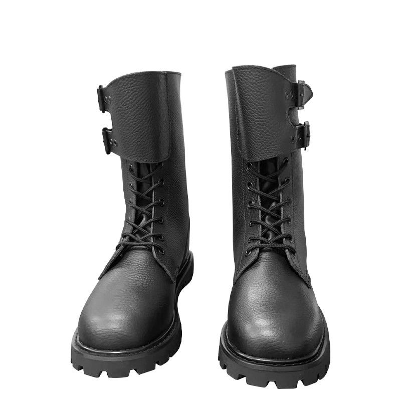 Chaussures d'automne en cuir de vache noir pour homme avec semelle en caoutchouc